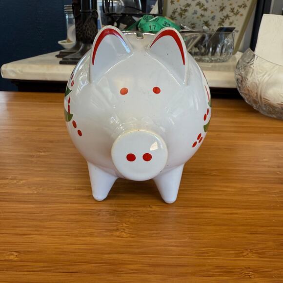 Waechtersbach Bank Glossy White Ceramic Christmas Club Piggy Coin Pig W/Stopper - Picture 2 of 8